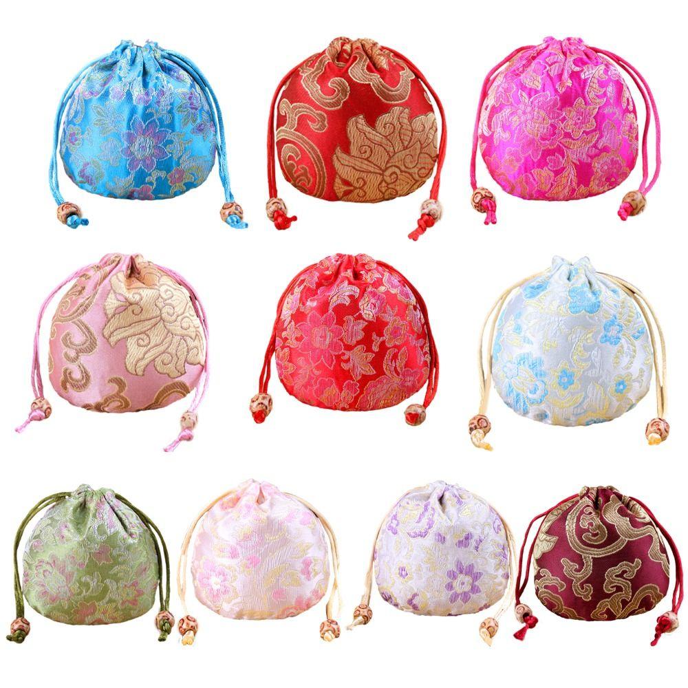 Jewelry Packing Bag Embroidery Flower Drawstring Bag Floral Festive Sugar Bag  Party