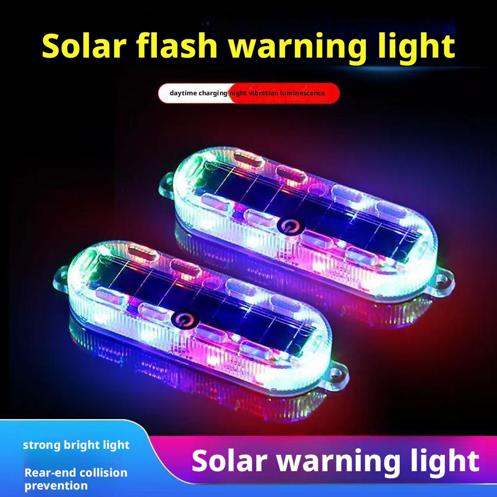1/2pcs Mini Car Solar Warning Lights Night Security Anti-Theft Lamp Strobe Wireless Lamp Signal LED Warning Caution W0M4