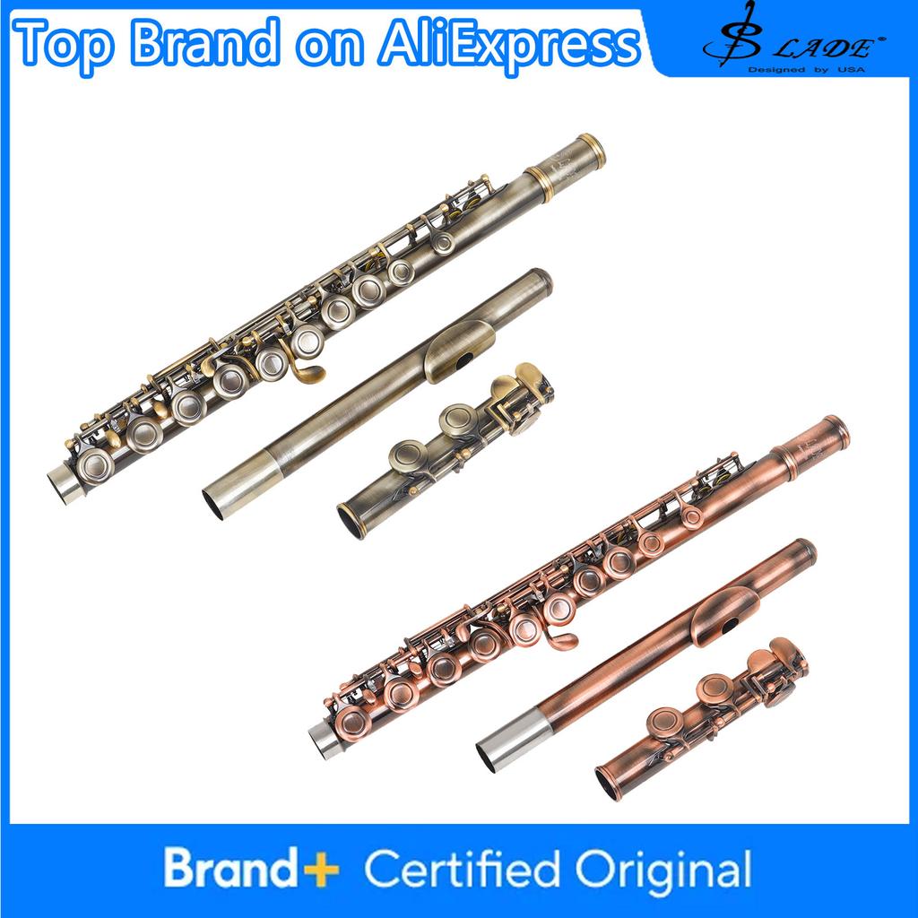 SLADE C Key Flute 16 Closed Holes Flute Antique Copper High Quality Professional Transverse Flute Concert Woodwind Instrument
