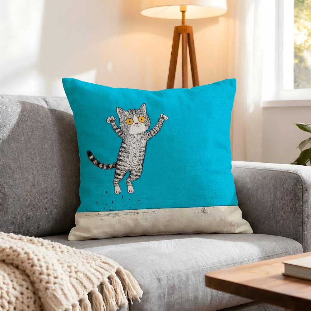Character Naughty Cat Cushion Cover 1Pcs Decorative Covers Soft Cushion Case For Sofa Couch Decor 40X40 45X45 Pillowcases