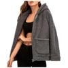 Fashion Casual Ladies Hooded Sweater Plush Pocket Top Solid Color Coat