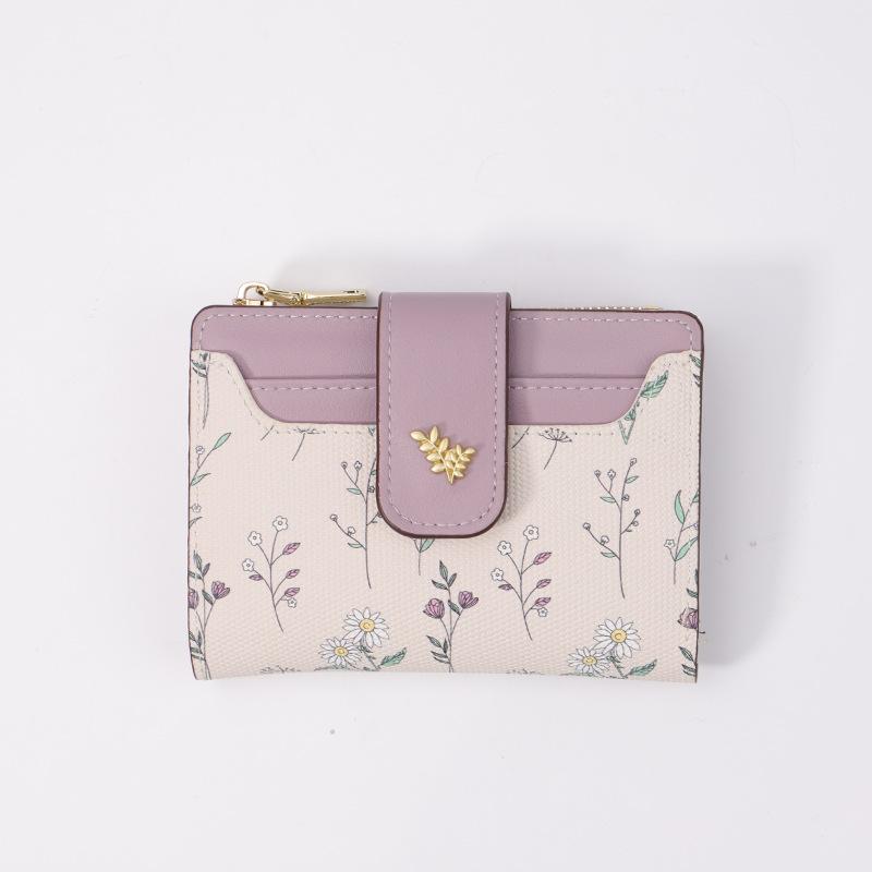 Original design short wallet Women's high-end change bag Student small fresh flower and grass card bag integrated