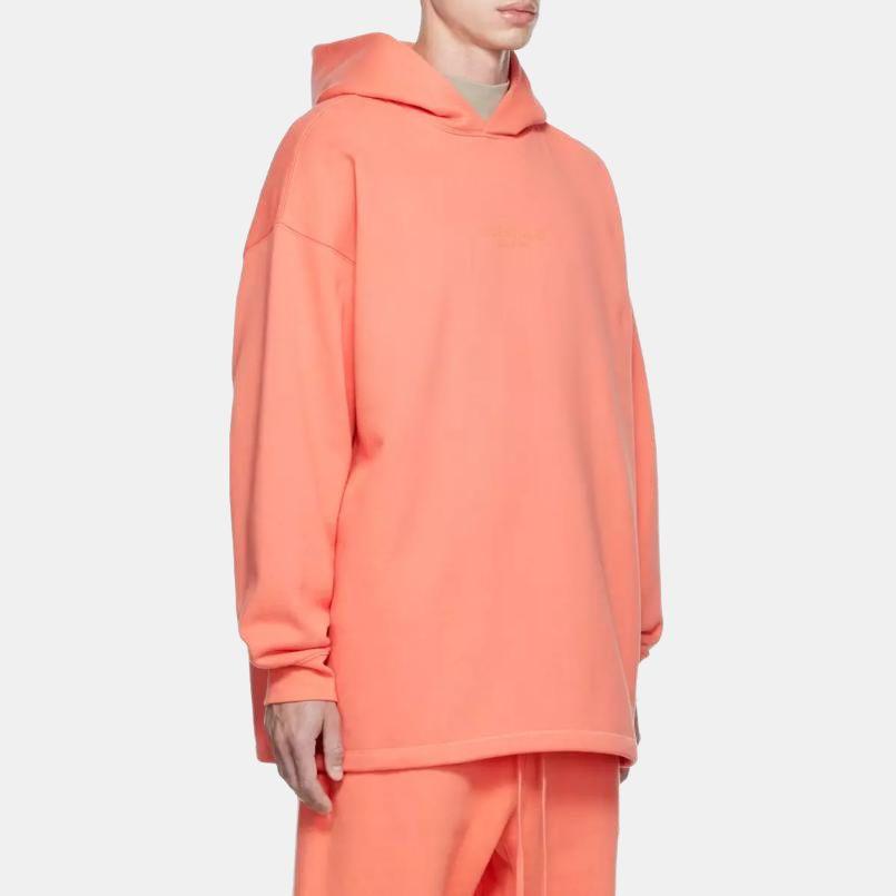 Fear of God Essentials Fleece-Lined Relaxed Fit Hoodie Men Tops Coral-Red FOG-FW22-108