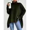 Pulover cu guler înalt, casual, la modă, larg, toamnă-iarnă, cu umeri goi, top neregulat pentru femei