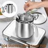 2L Rostfritt Stål Soppgryta Med Hällpip Barnmatstillskottgryta Med Slaggavskiljningshål Och Glaslock Kokkärl