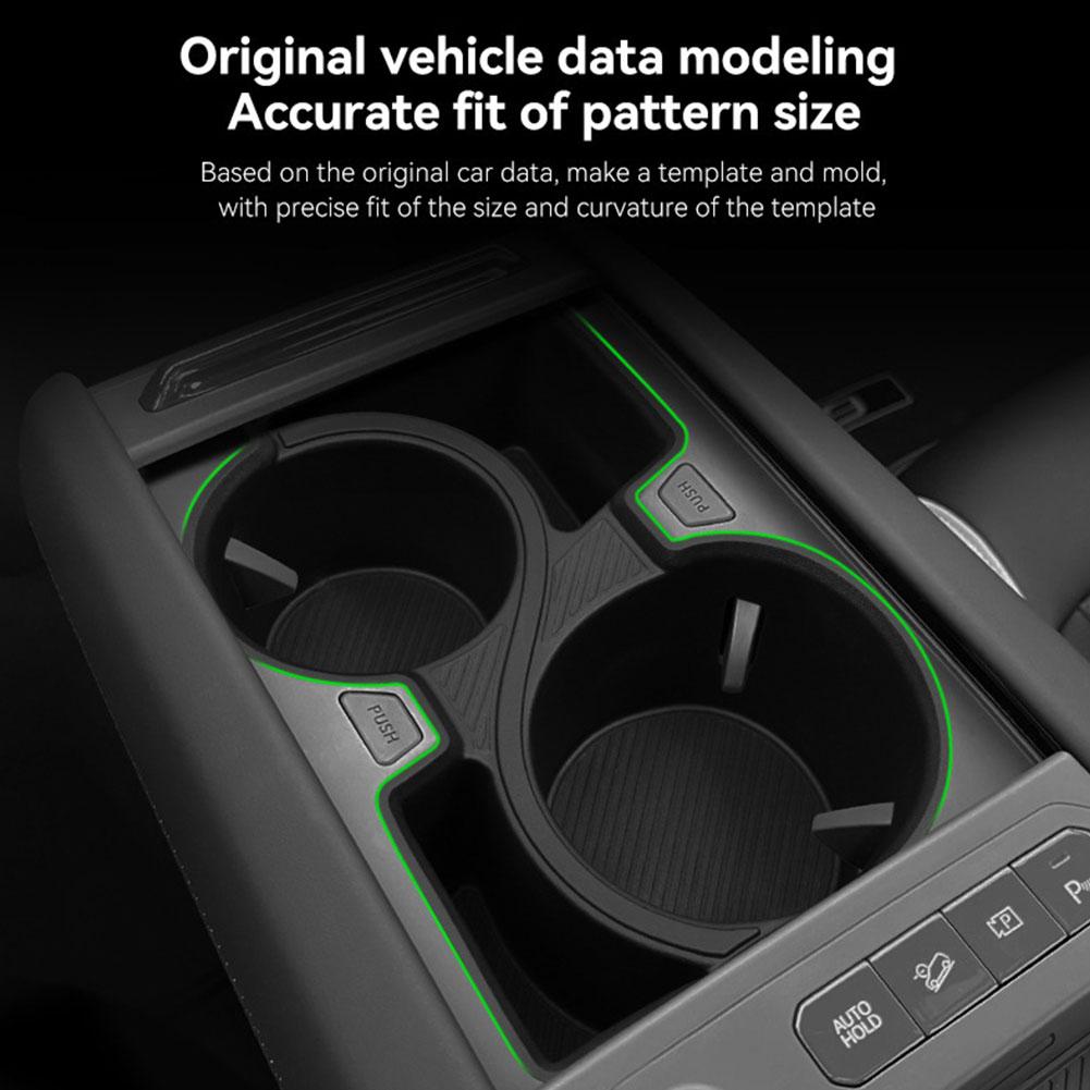 for KIA EV9 2025 2025 Center Console Cup Holder TPE Black Shock-Absorbing Storage Tray Tidying Car Interior Accessories