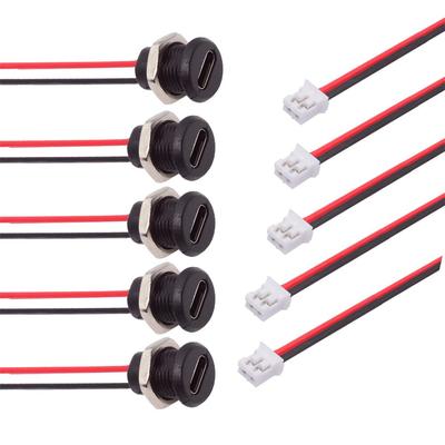 Καλώδιοcc Αντιστρέψιμη Θηλυκή DIY OEM Υποδοχή Καλώδιο Βήμα Στήριξης Πάνελ DC 5V Τροφοδοσία 5τμχ/Σετ Type-C - Κεφαλίδα 2-Pin, = 2,0mm, Τύπος,