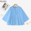 ZANZEA Donna Casual Girocollo Manica 3/4 Blusa Ampia