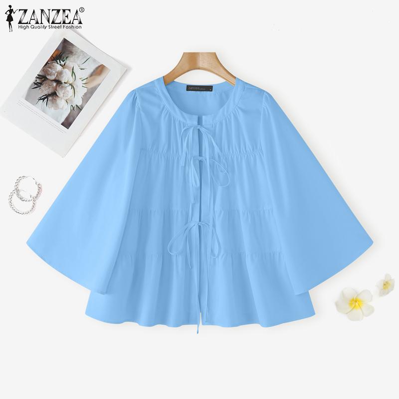 

ZANZEA Women Casual Round Neck 3/4 Sleeve Loose Blouse S жовтий