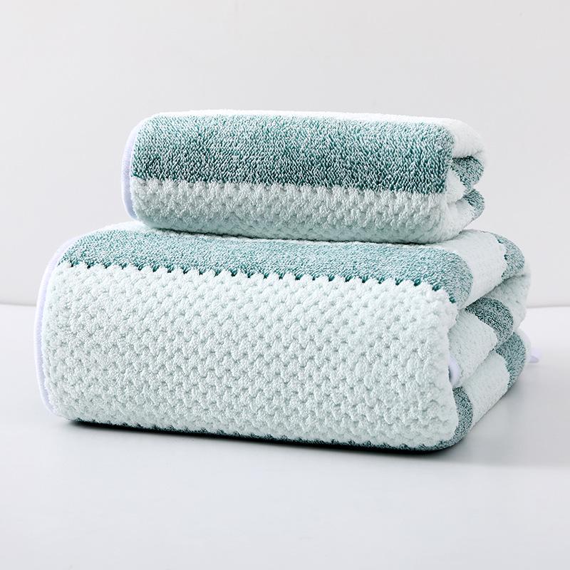 

Jin Yang Cationic Checkered Stripe Coral Fleece Towel Set - Absorbent & Quick-Drying Bath and Face Towels Face Towel 35*75cm