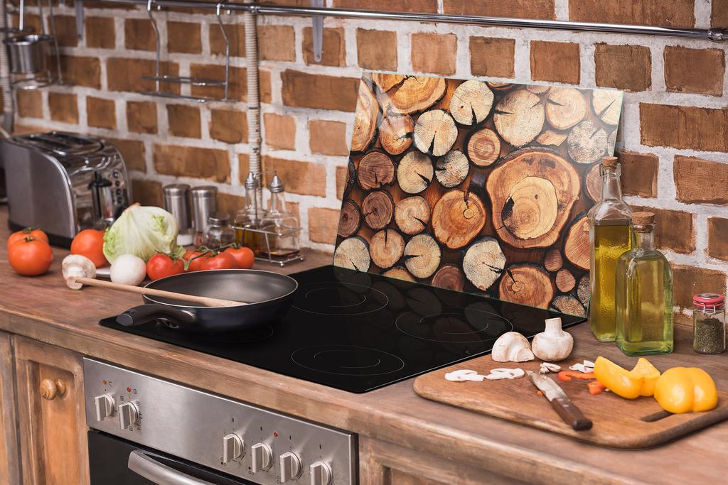 Glass Stove Protection Plate 70x52 Wood