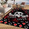 Skull Poker Game Over Rug for Game Room Dark Theme Design Floor Mat Anti Slip Carpet Can Be Machine Washed
