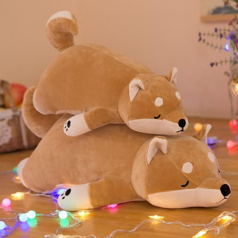 Long Cartoon Shiba Dog Plushie Pillow Stuffed Animals Pillows Cute for Sleeping Hugging Soft Toy Kids Adults Gift
