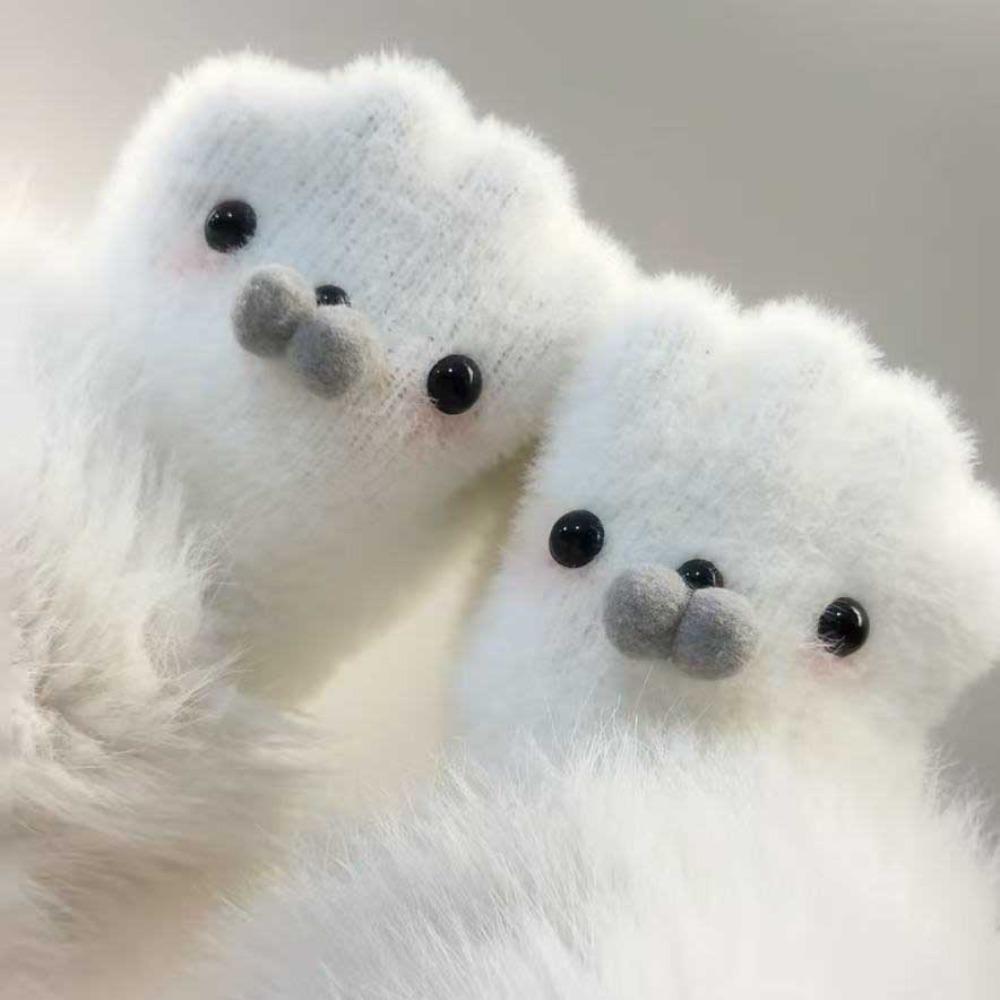 

Bowknot Dog Coral Velvet Gloves Coral velvet Cotton Mittens New Full Finger Gloves Women Seal