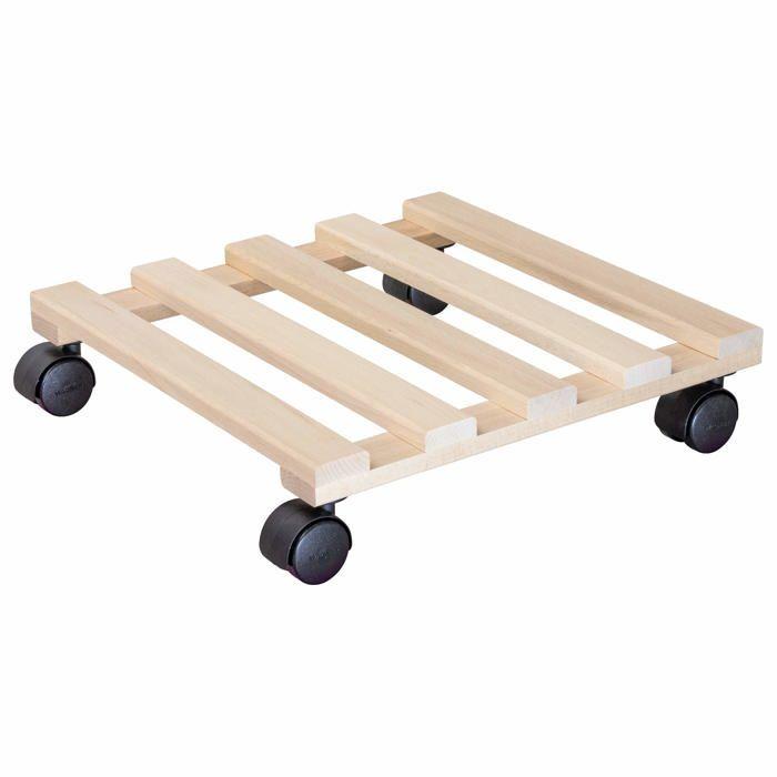 Chariot Pour Plantes - WAGNER - Hêtre Nature - 34x34 Cm - 100 Kg - 4 Roulettes Pivotantes