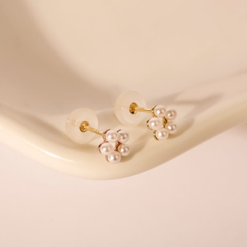 JEWNEL 14K Pentagram Pearl Piercing Earrings