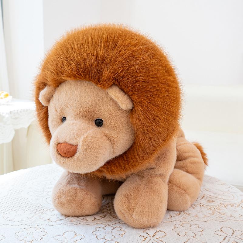 

Cute Cartoon Lion Plush Toy Lifelike Downy Male Stuffed Doll Baby Sleeping Pillow Kids Birthday Gift for Boys 35cm коричневий