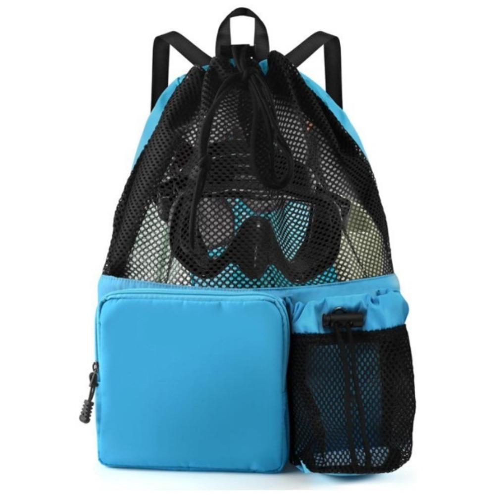 Nylon Drawstring Backpack with Wet Pocket Beach Backpack Durable Equipment Bag  Workout Gear