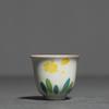 1 Pc Chinese Ceramic Tea Cup Handmade Flower Pattern Tea Bowl Porcelain Teacup Household Teaware Travel Personal Meditation Cup