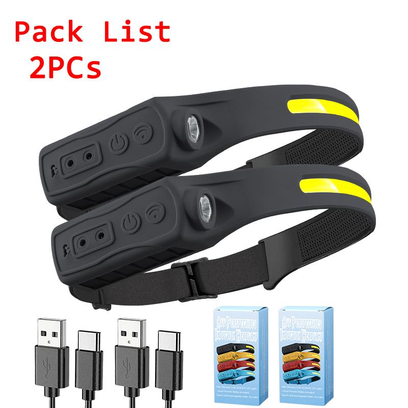 Powerful COB LED Induction Headlamp Built-in Battery USB Rechargeable Head Flashlight Outdoor Camping Fishing Riding Headlight