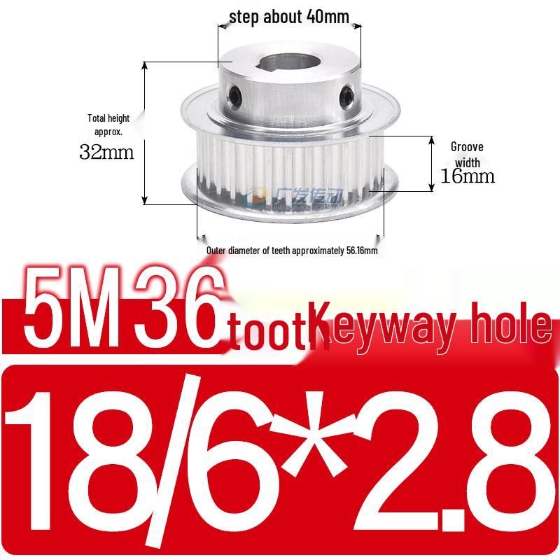 Stepped Timing Pulley 5M, 36 Teeth, T-Slot Width 16/21/27, Bore 5-25mm, BF Type.