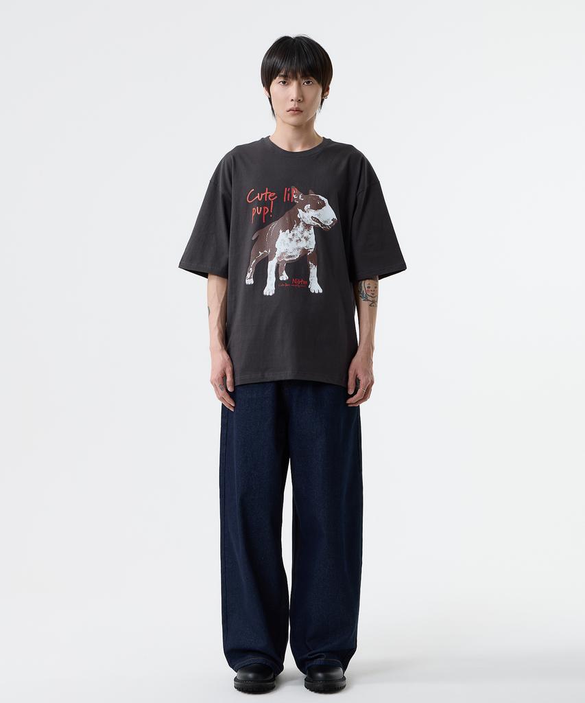 Nasttingijeubeleoldaenmi Bull Terrier Vintage Tee_Charcoal