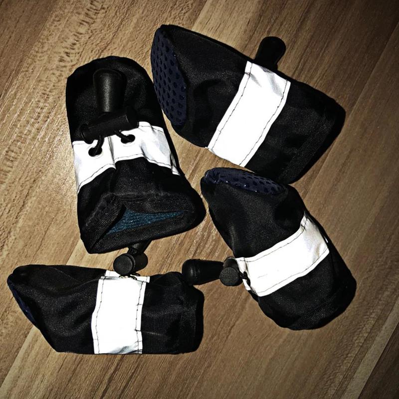4 Stück Wasserdichte Hundeschuhe für Kleine Hunde Chihuahua Verstellbar Reflektierend Regenstiefel Welpe Haustier Katze Socken Stiefeletten Haustierprodukte