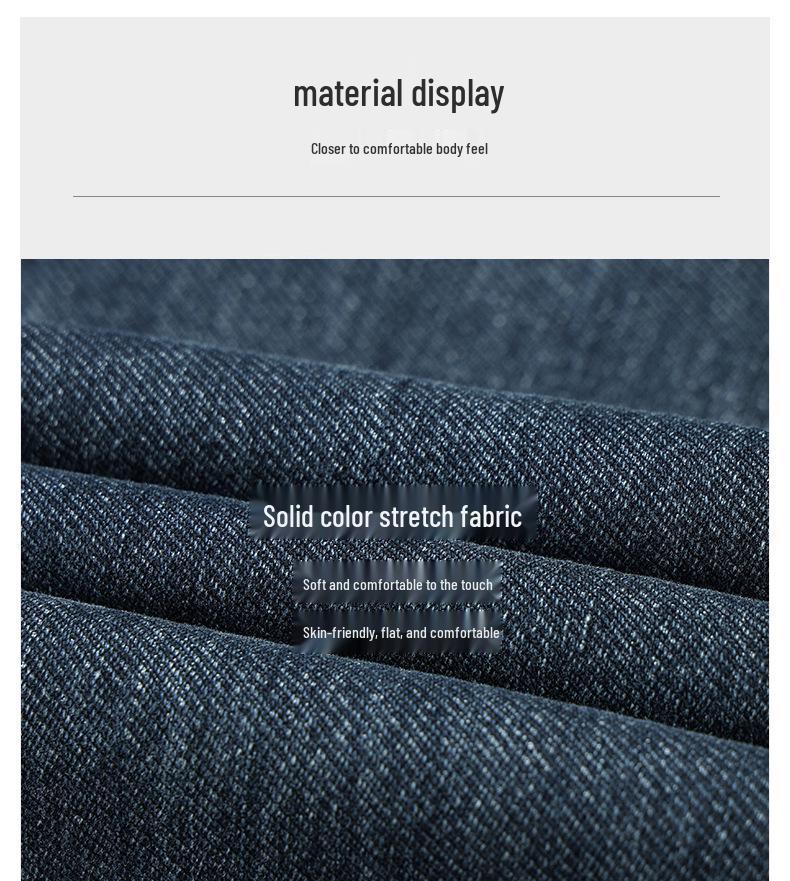 Trendy Blue-Gray Men's Plus Size Jeans - Straight, Loose Fit for Spring & Autumn