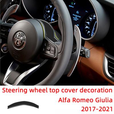 Steering Wheel Cover Top Decoration Strips Carbon Fiber Car Stickers For Alfa Romeo Giulia 2017- Interior