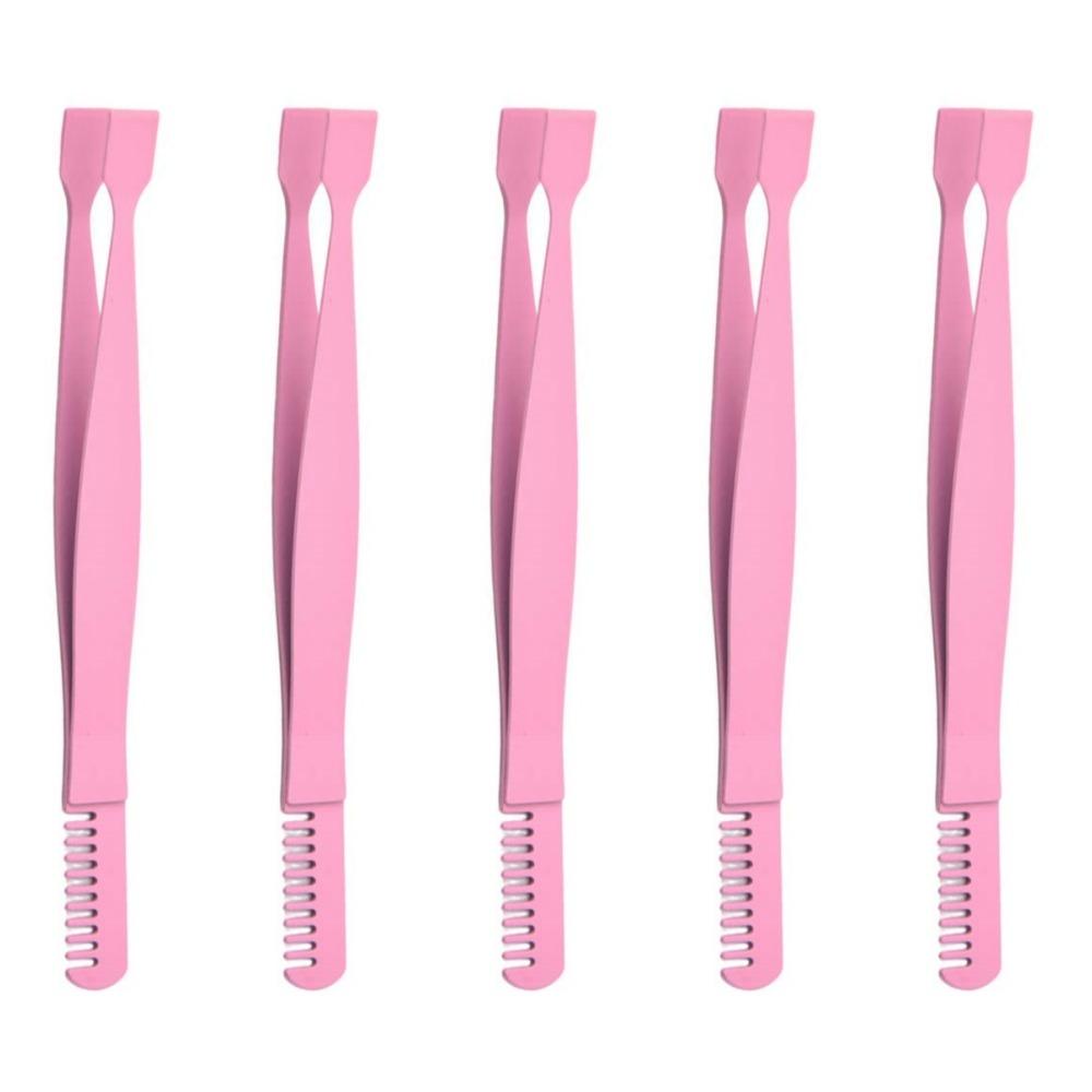 5pcs Flat Mouth Eyelash Extension Tweezers with Comb Lash Tweezers Women