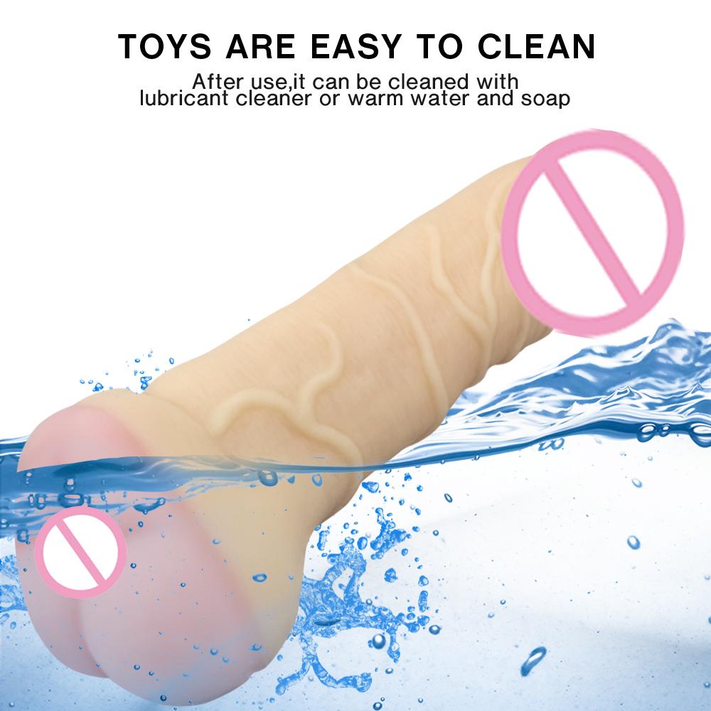 2 In 1 Realistic Pussy with Real Big Penis Enlarger Sleeve Vagina Anus Masturbation Sex Toys for Men Women Adult Erotic Supplies