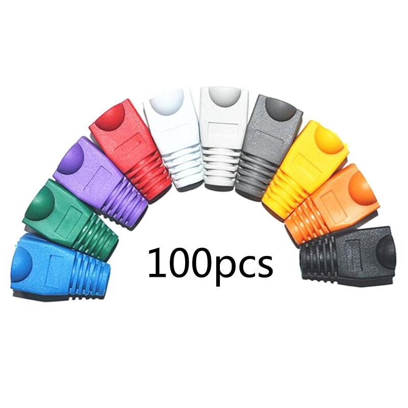 RJ-45 CAT6 CAT5e Adapter Cap Ethernet Network Cable Connector Plugs RJ45 Caps for Cat 5 CAT6 Protective Sleeve Multicolo
