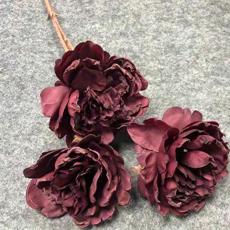 1Pc Simulation Single Three-Head Dry Peony Flower for Wedding Home Decoration Holiday Decoration Valentine's Day Gift
