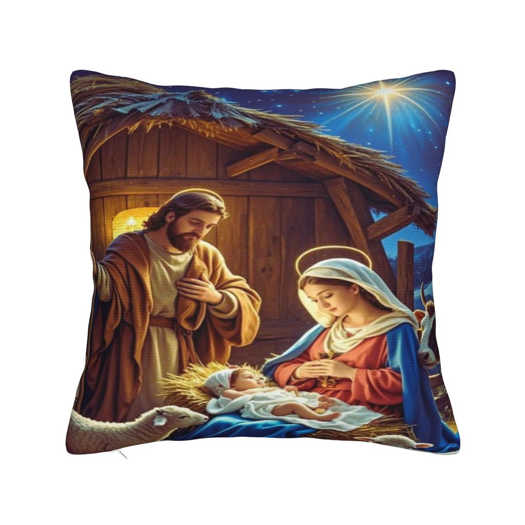 Christmas Nativity Scene Baby Jesus & Mary Printing Pillowcase Cushion Cover  Pillow Covers New Style Home Decor