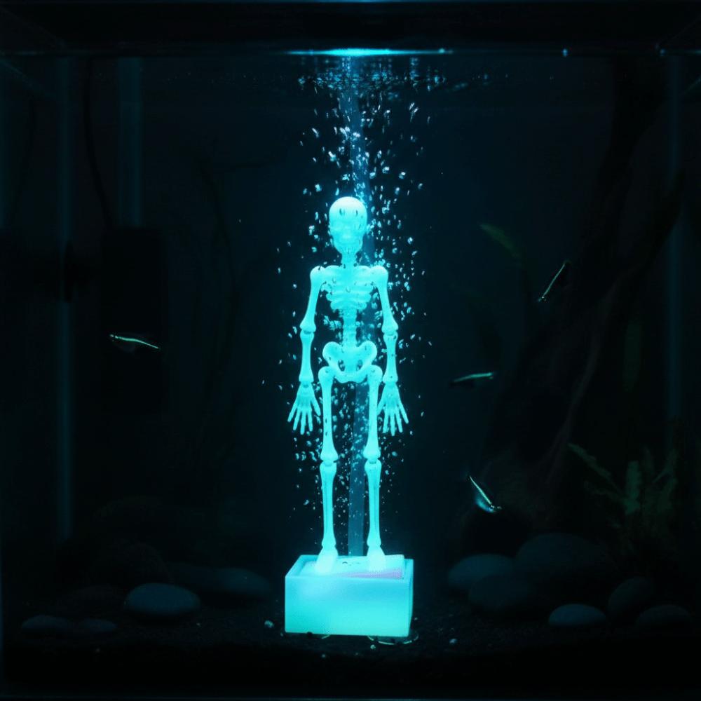 Bubble Driven Fish Tank Decoration Movable Joints Luminous Skeleton Aquarium Hobbyist