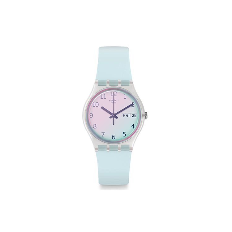 Swatch Quartz Series Dual Date Laser Mirror Waterproof Watch Unisex Watches Blue GE713 Sky Blue