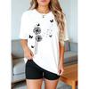 Women's Dandelion Butterfly Print Tee Round Neck Short Sleeve Summer Casual Comfort Top