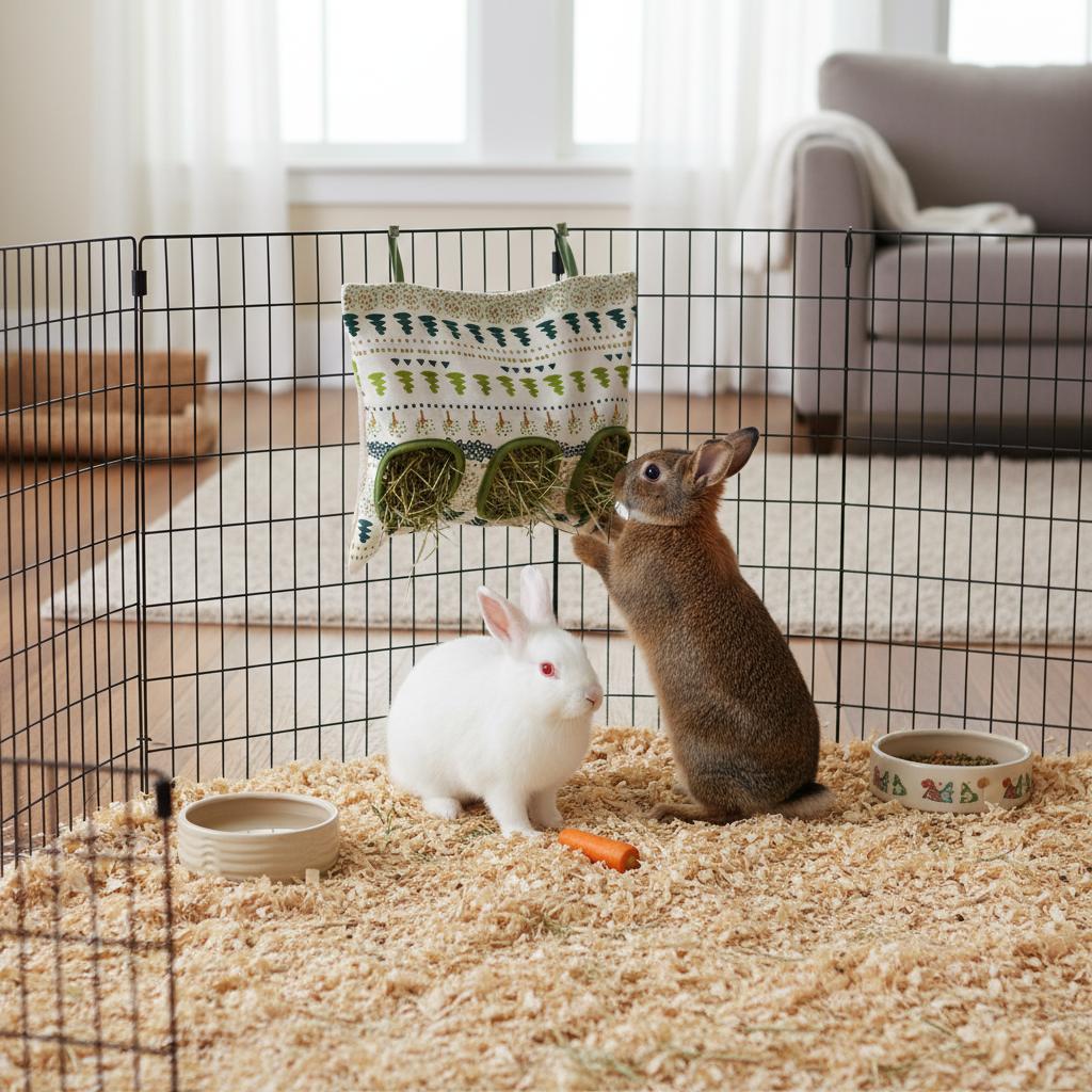 Hay Bag Hanging Pouch Feeder Holder Feeding Dispenser Container For Rabbit Guinea Pig Small Pet Animals Feeder Bag