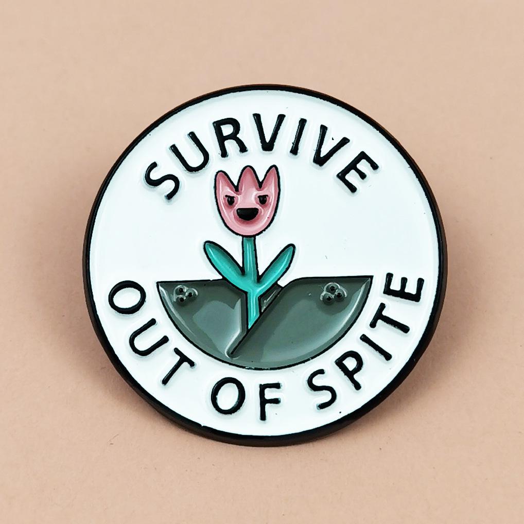 Spilla Smaltata con Motivo Floreale Sorridente - Carino Distintivo Rotondo in Lega Ornamentale