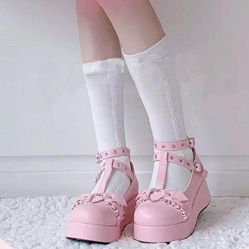 Zapatos de Mujer para Primavera y Otoño Zapatos de Salón con Suela Gruesa para Aumentar la Altura Cuero Genuino Tacón Inclinado Zapatos Planos Zapatos Mary Jane