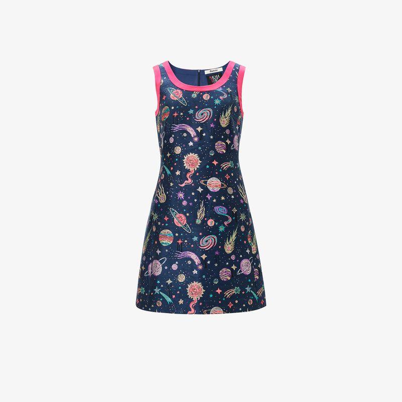 

Платье-жилет Blacknini Yin Waffle/ Colorful Planet Французский жаккардовый тканый с золотой нитью Blue L