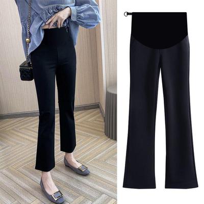 Pantalon de maternité taille haute printemps/été – Micro-évasé, amincissant, soutien abdominal, coupe tendance en neuf points