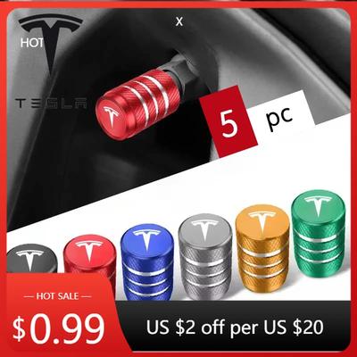Car Sticker 5PCS High Quality Car Automobile Wheel Tire Valve Cap Decorative Accessories For Tesla Model 3 Model S X Model