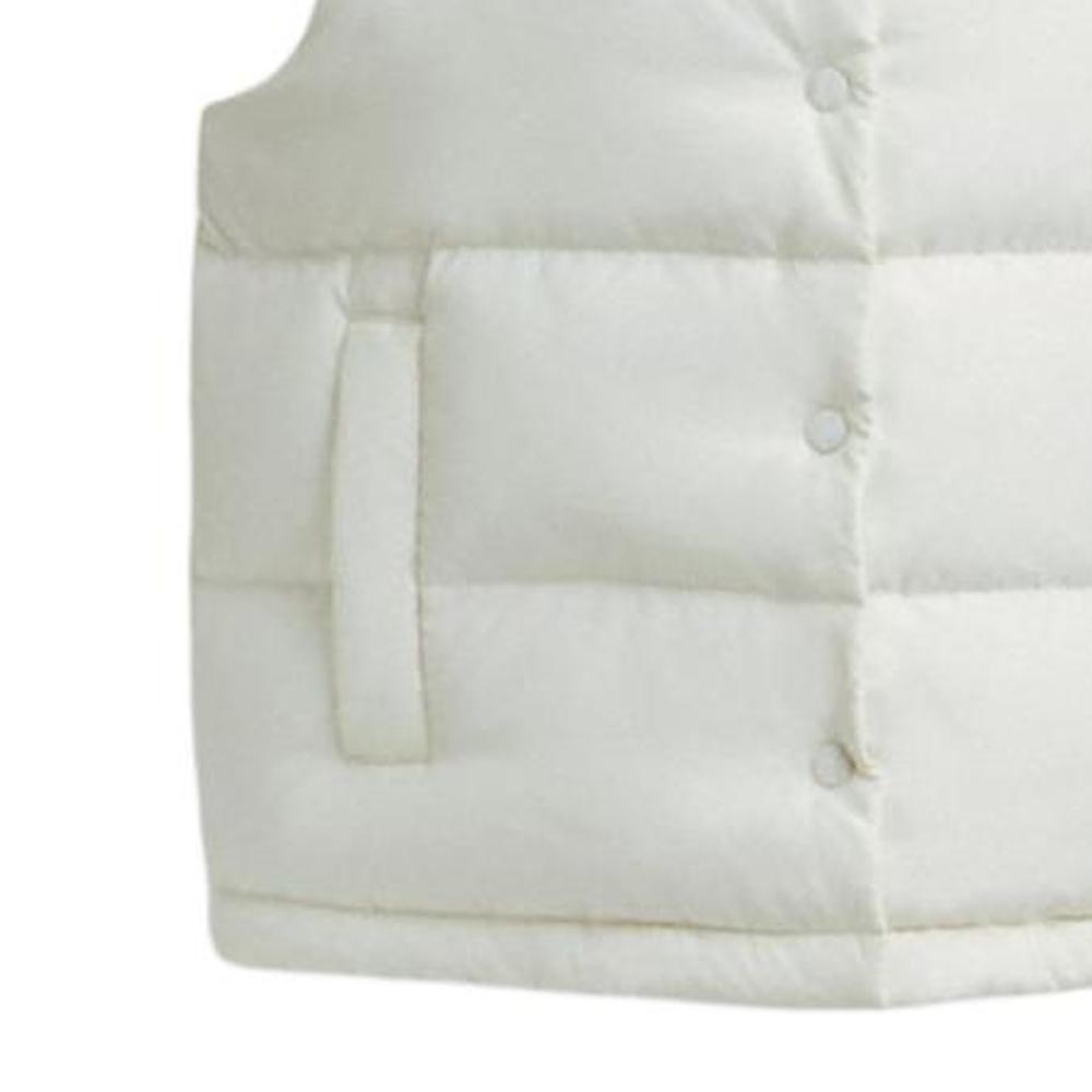 Coach Solid Color Stand Collar Zipper Sleeveless Vest Women Vests White CV308-CRM