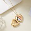 Vintage Heart Locket Necklace With Engraved Floral Designs Adjustable Chain Photo Pendant Jewelry Accessory for Women