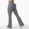 Women's Sports Flared Leggings With Pockets, Stretchy High-Waisted Workwear Yoga Pants
