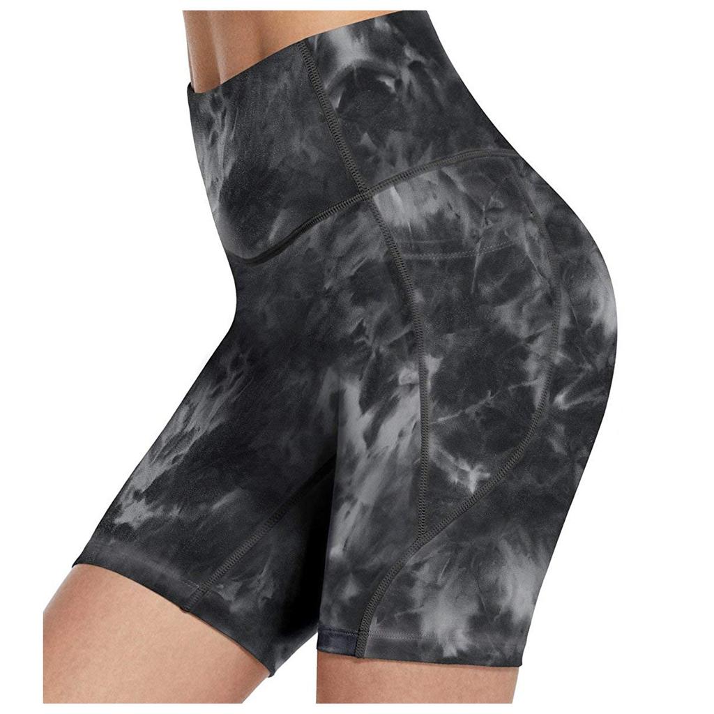 Shorts de Yoga pour Femmes Imprimés Teints Taille Haute Moulants Remonte-Fesses