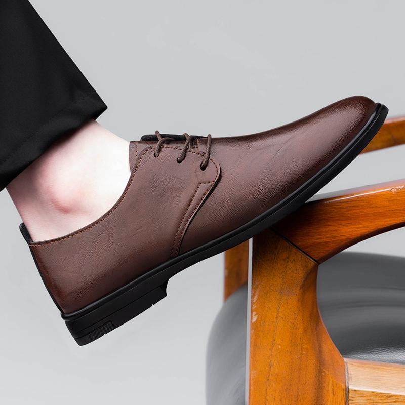 Handmade Casual Leather Business Shoes Mens Formal Oxford Office Shoes Fashion Lace-up Casual Flat Designer Shoes