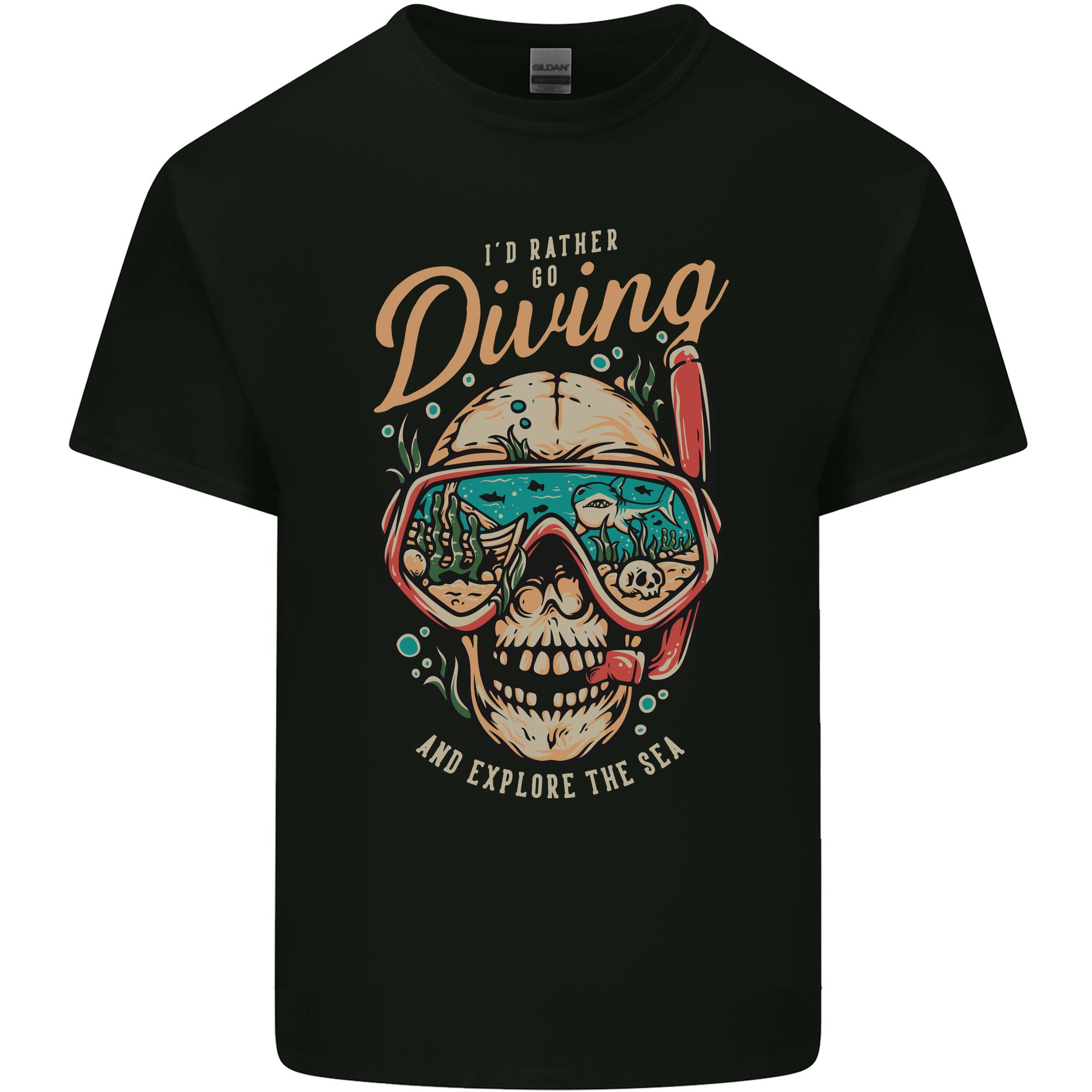 Id Rather Go Diving Scuba Diver Skull Unisexs Light Cotton TShirt S