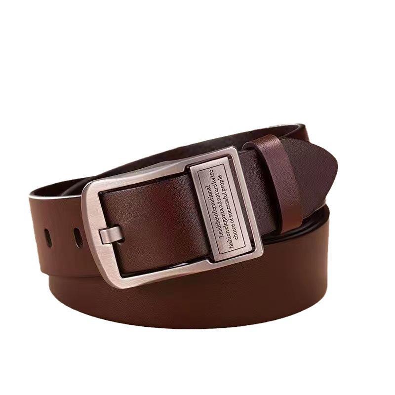Men's Genuine Leather Belt - Pin Buckle, Business Casual, Trendy Cowhide for All Ages